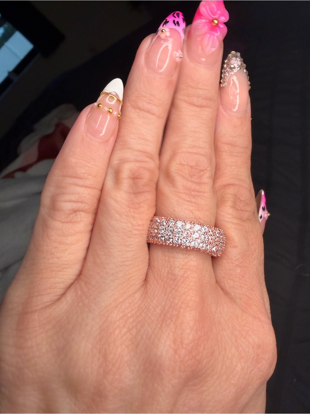 Rose Gold Filled 5-Row AAA CZ Pave Statement Band Ring | Size 10